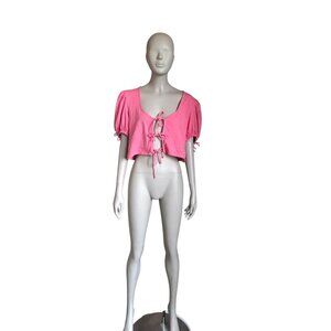 NWT Free People Velvet Rose Tie Up Crop Top